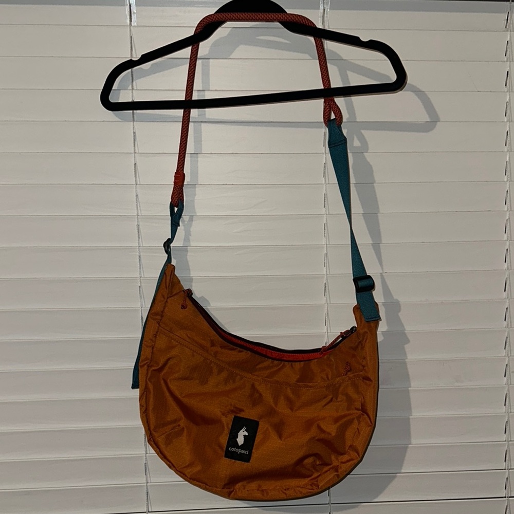 Rust Orange Crossbody Bag with Teal Strap